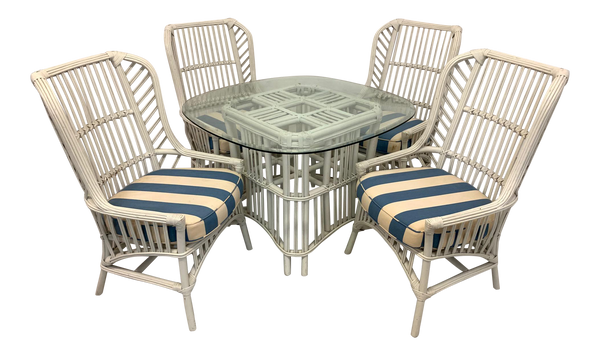 Ficks Reed Rattan Dining Set With 4 High Back Chairs and Table