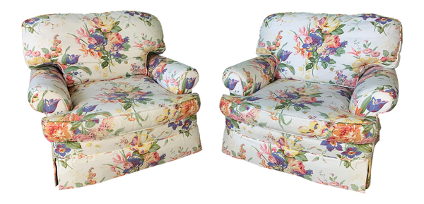 Floral Upholstered Club Chairs by Henredon for Ralph Lauren, Set of 2