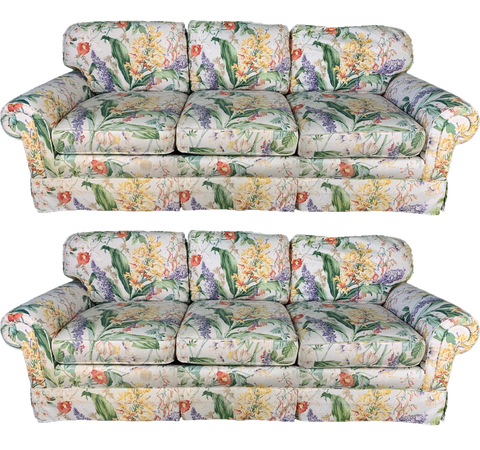 Pair of Floral Upholstered Sofas by Robb and Stucky