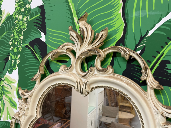 Hand Carved Acanthus Leaf Scrollwork Mirror by Syroco top view