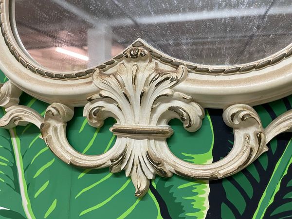 Hand Carved Acanthus Leaf Scrollwork Mirror by Syroco lower view
