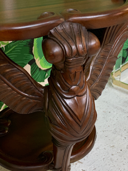 Hand Carved Dragonfly Sculptural End Table