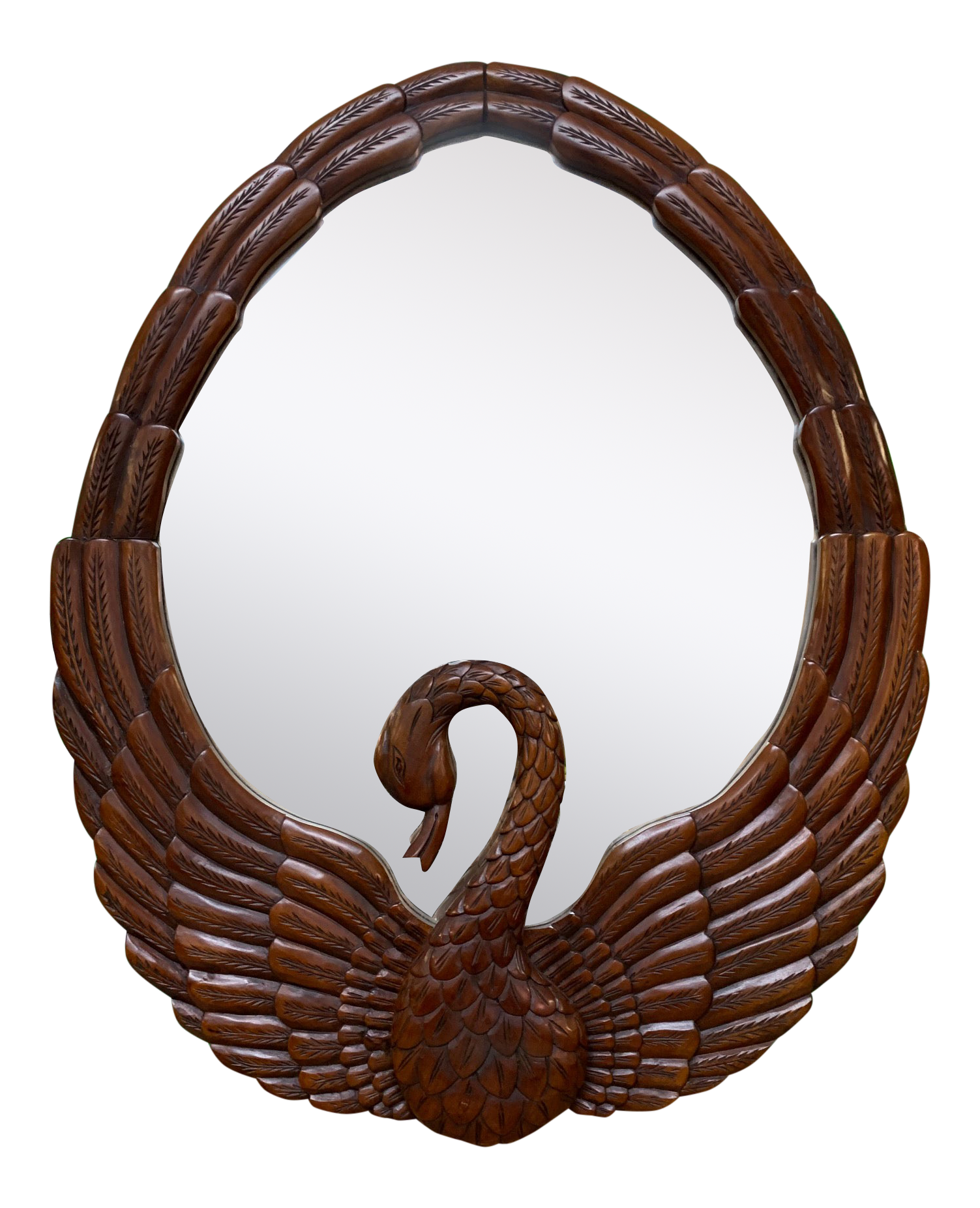 Hand Carved Swan Wall Mirror