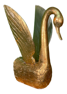 Hand Carved Wood Gold Leaf Swan Sculpture