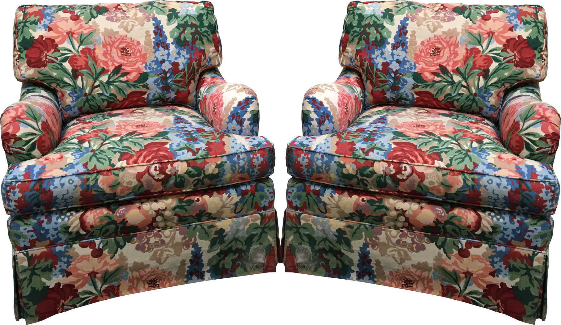 Pair of Henredon Floral Club Chairs