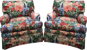 Pair of Henredon Floral Club Chairs