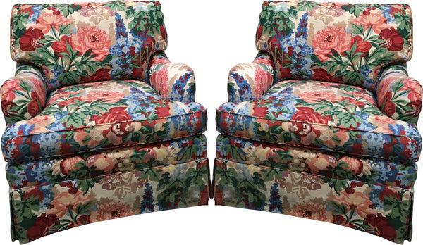 Pair of Henredon Floral Club Chairs