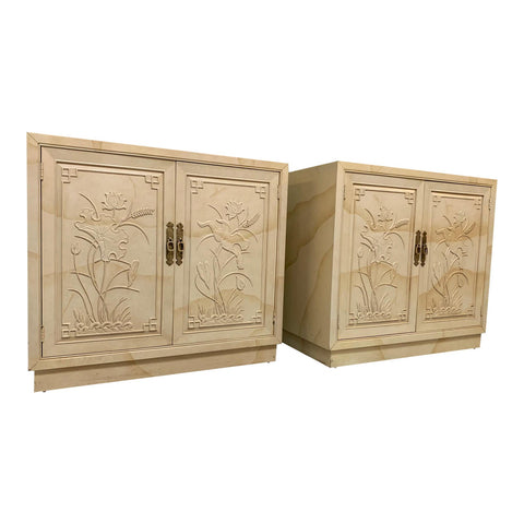 Henredon "Folio 16" Asian Goatskin Cabinets, a Pair