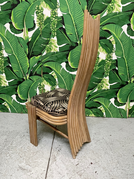 High Back Rattan Dining Chairs in the Style of Danny Ho Fong or Mackintosh rear view