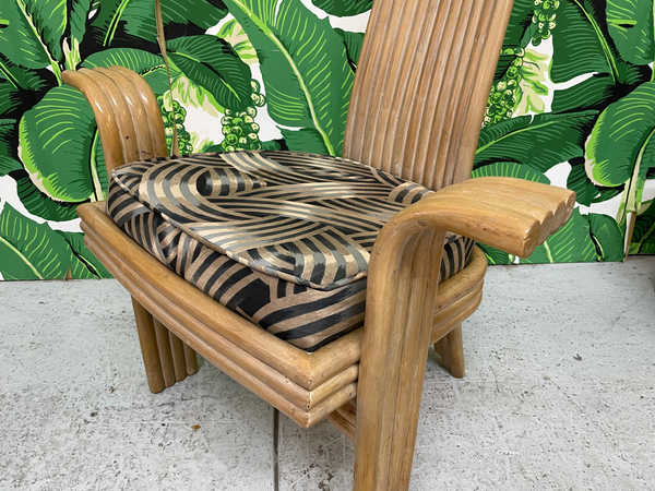 High Back Rattan Dining Chairs in the Style of Danny Ho Fong or Mackintosh close up