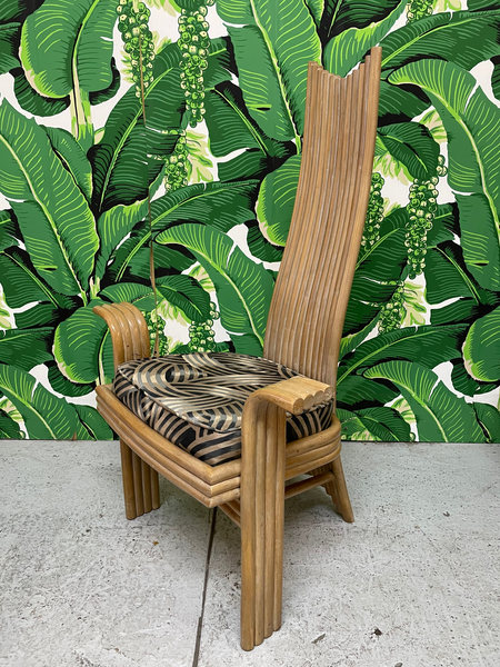 High Back Rattan Dining Chairs in the Style of Danny Ho Fong or Mackintosh