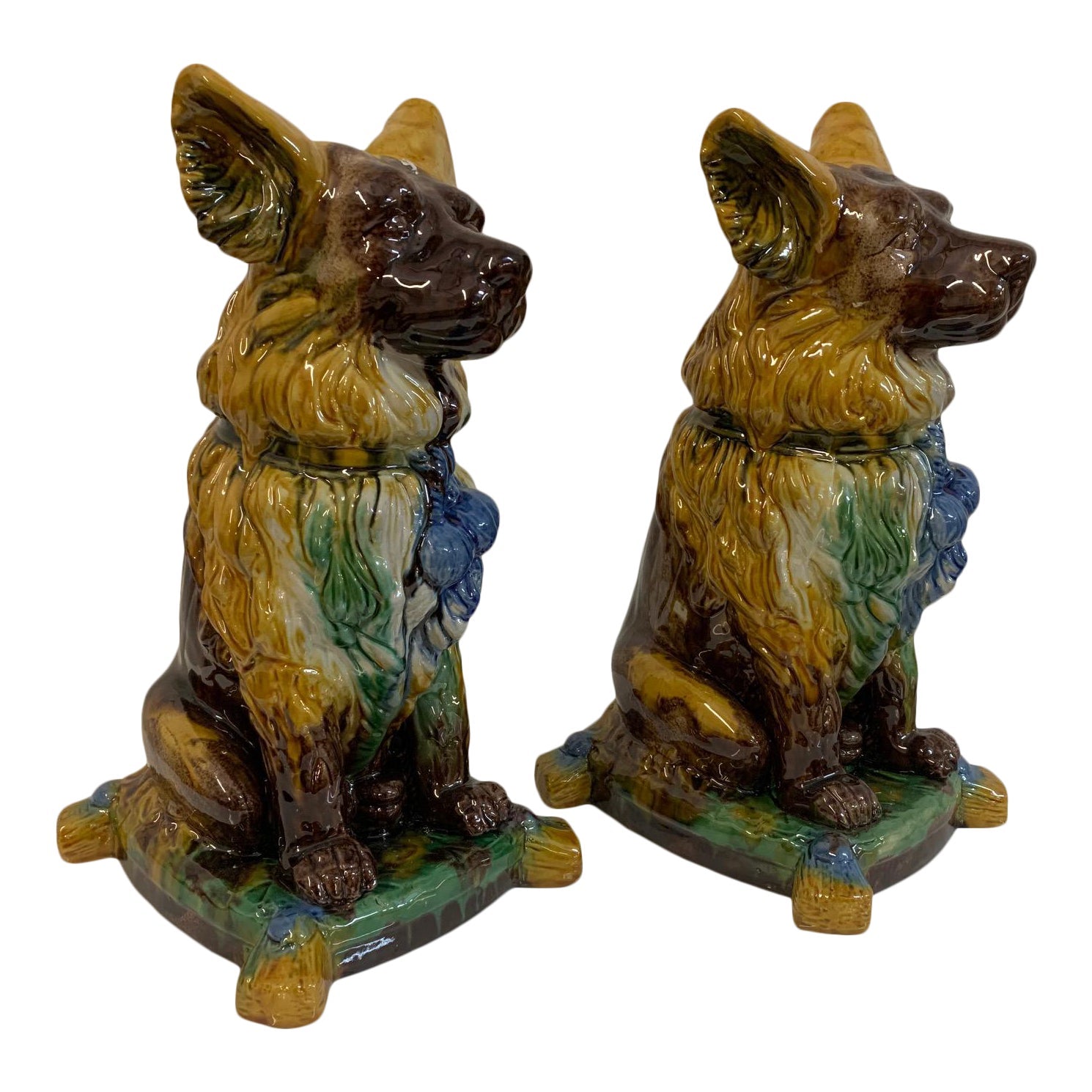 Hollywood Regency Ceramic Dog Statues, a Pair