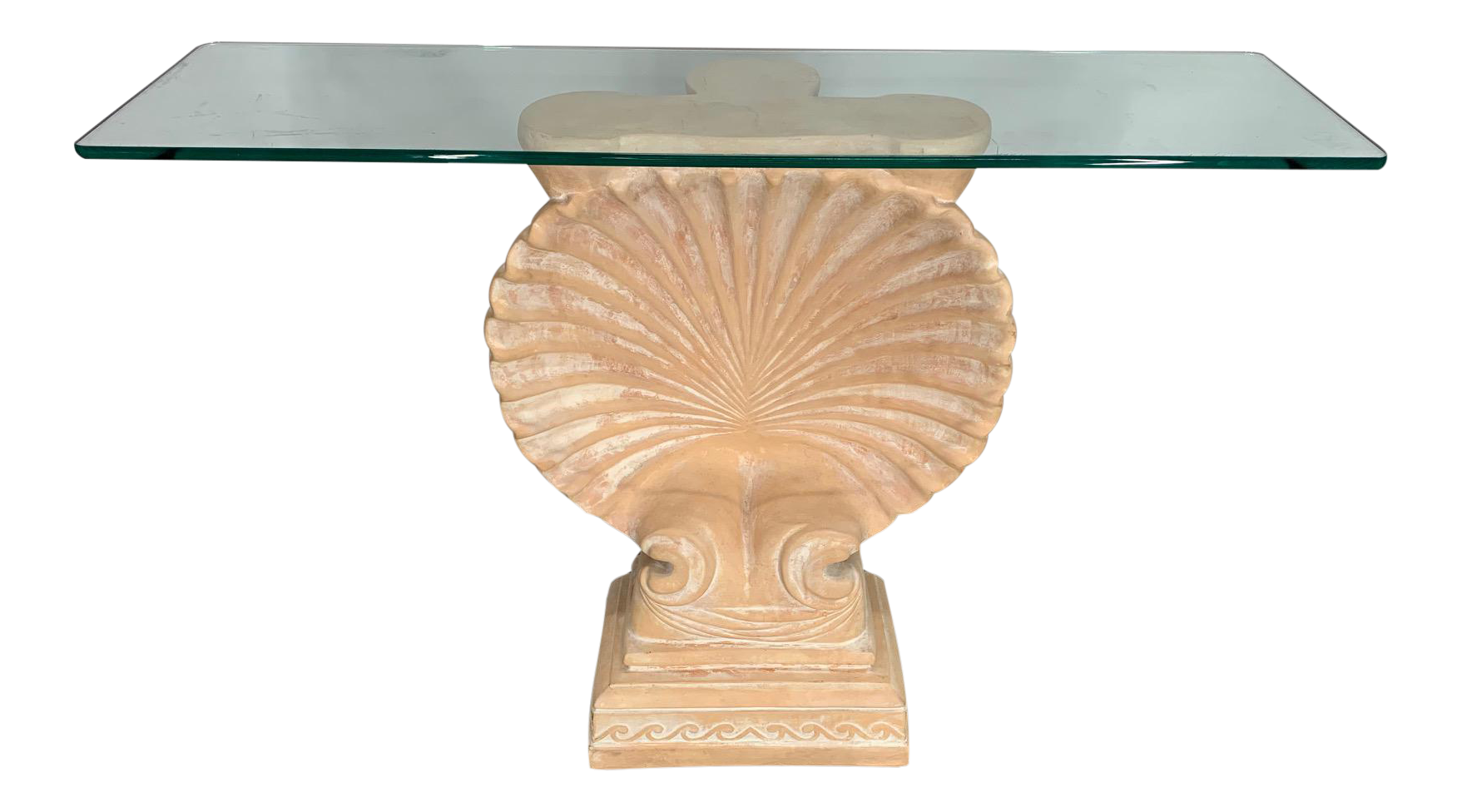 Hollywood Regency Shell Form Console Table After Edward Wormley