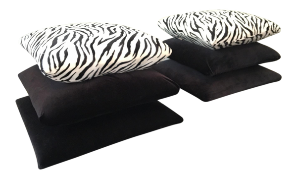 Hollywood Regency Stacked Pillow Velvet Zebra Footstools