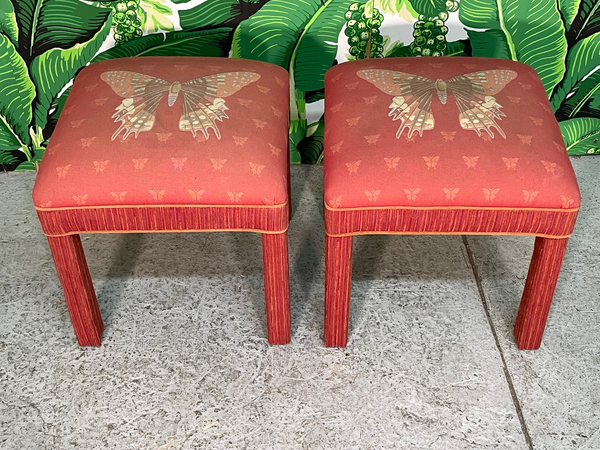 Hollywood Regency Upholstered Butterfly Footstools