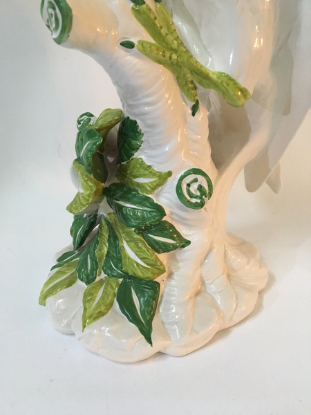Italian Ceramic Egret Bird Figurine Signed Ronzan Italy