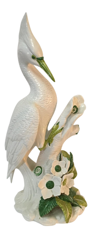 Italian Ceramic Egret Bird Figurine Signed Ronzan Italy