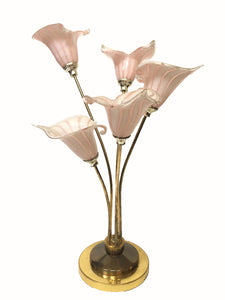 Italian Murano Handblown Calla Lilies Table Lamp