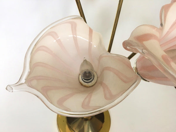 Italian Murano Handblown Calla Lilies Table Lamp close up