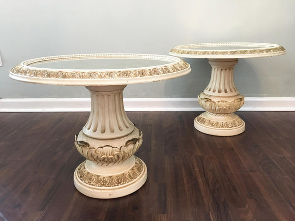 Pair of Italian Renaissance Pedastal Side Tables front