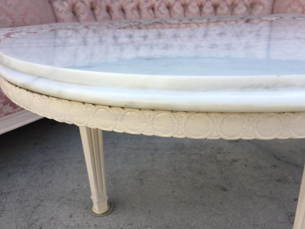 Italian Renaissance Style Marble Top Coffee Table close up