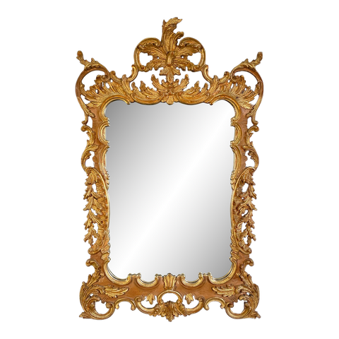 Labarge Italian Pierce Carved Giltwood Console Wall Mirror