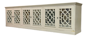 Large Chinoiserie Fretwork Mirrored Credenza