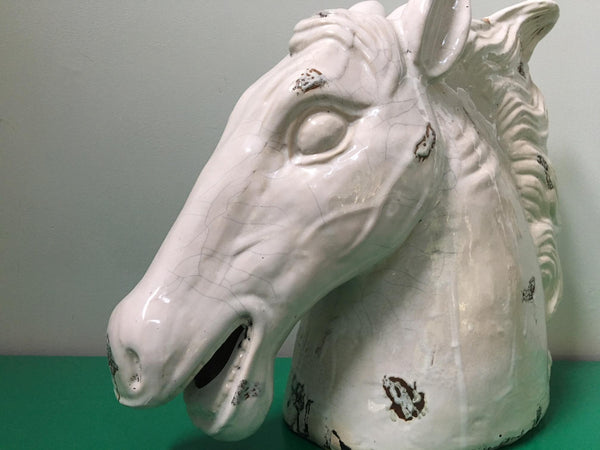 Large Hollywood Regency Ceramic Horse Head Sculpture