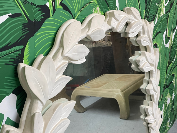 Large Sculptural Leaf Wall Mirror in the Style of Dorothy Draper top view
