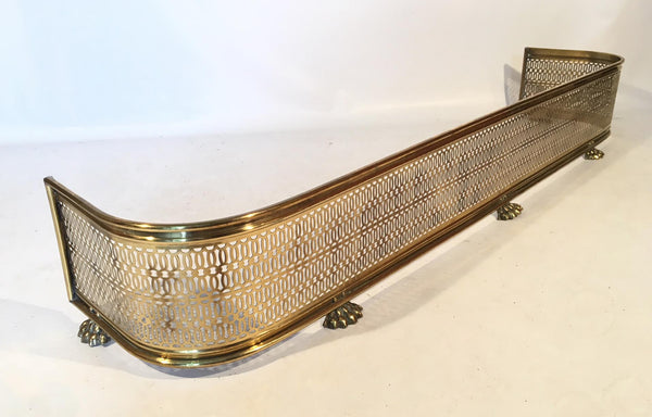 Large Vintage Brass Claw Foot Fireplace Fender
