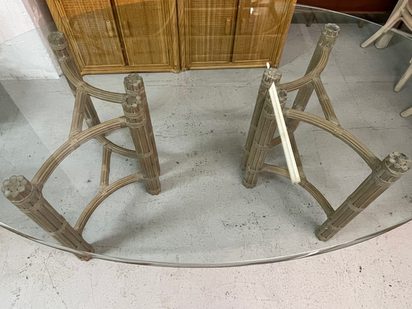 McGuire Double Pedestal Rattan Dining Table