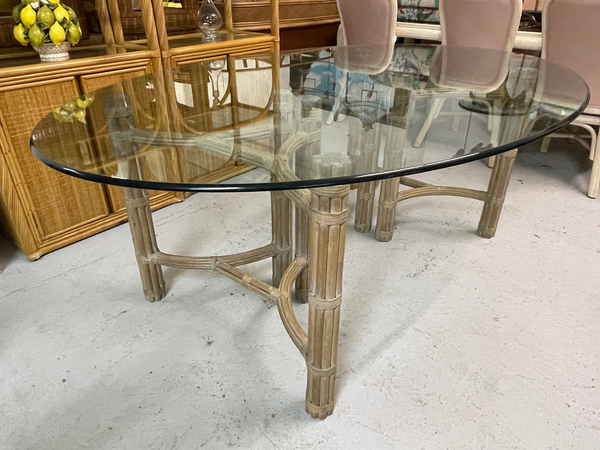 McGuire Double Pedestal Rattan Dining Table