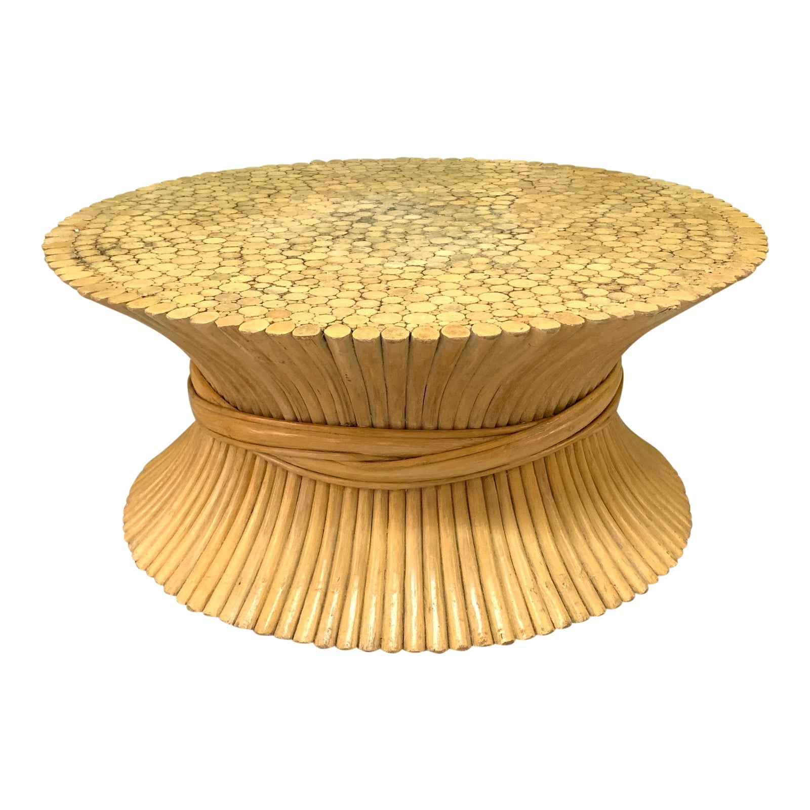 McGuire Sheaf of Wheat Rattan Coffee Table