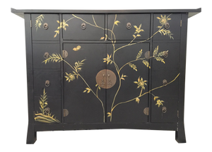 Mid Century Asian Hand Painted Server Credenza