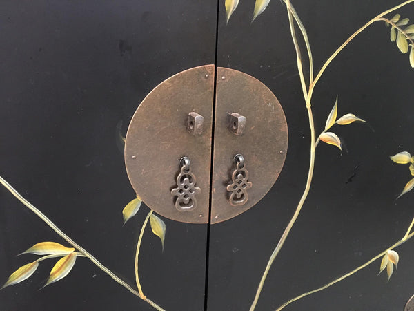 Mid Century Asian Hand Painted Server Credenza hardware
