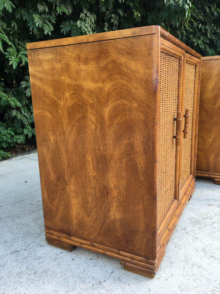 Mid Century Bamboo and Rattan Cabinets side view