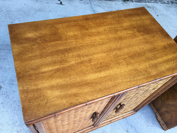 Mid Century Bamboo and Rattan Cabinets top view