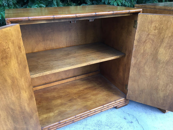 Mid Century Bamboo and Rattan Cabinets interior