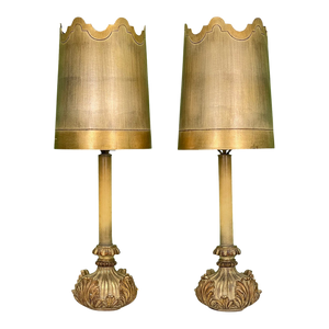 Mid Century Dorothy Draper Style Gold Table Lamps