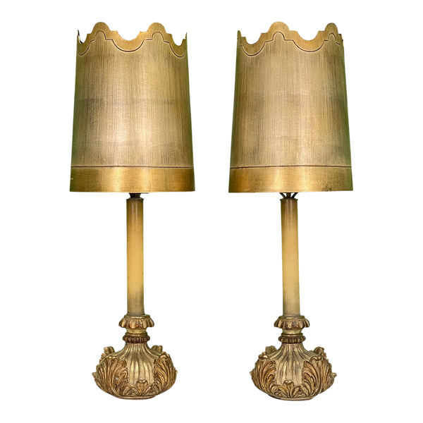 Mid Century Dorothy Draper Style Gold Table Lamps