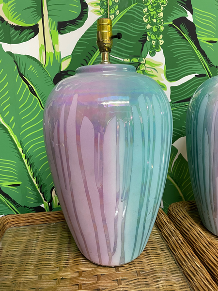 Mid Century Drip Glaze Table Lamps, a Pair