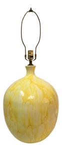 Mid-Century Yellow Drip Glaze Bulbous Table Lamp