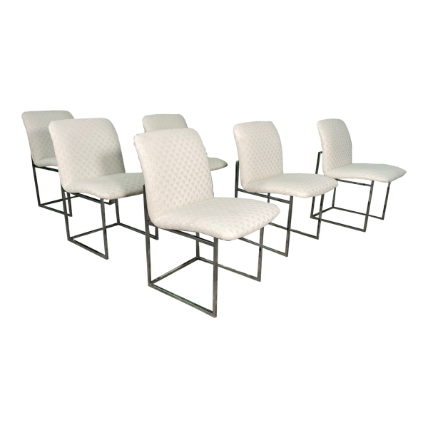 DIA Thin Frame Chrome Dining Chairs in the Manner of Milo Baughman