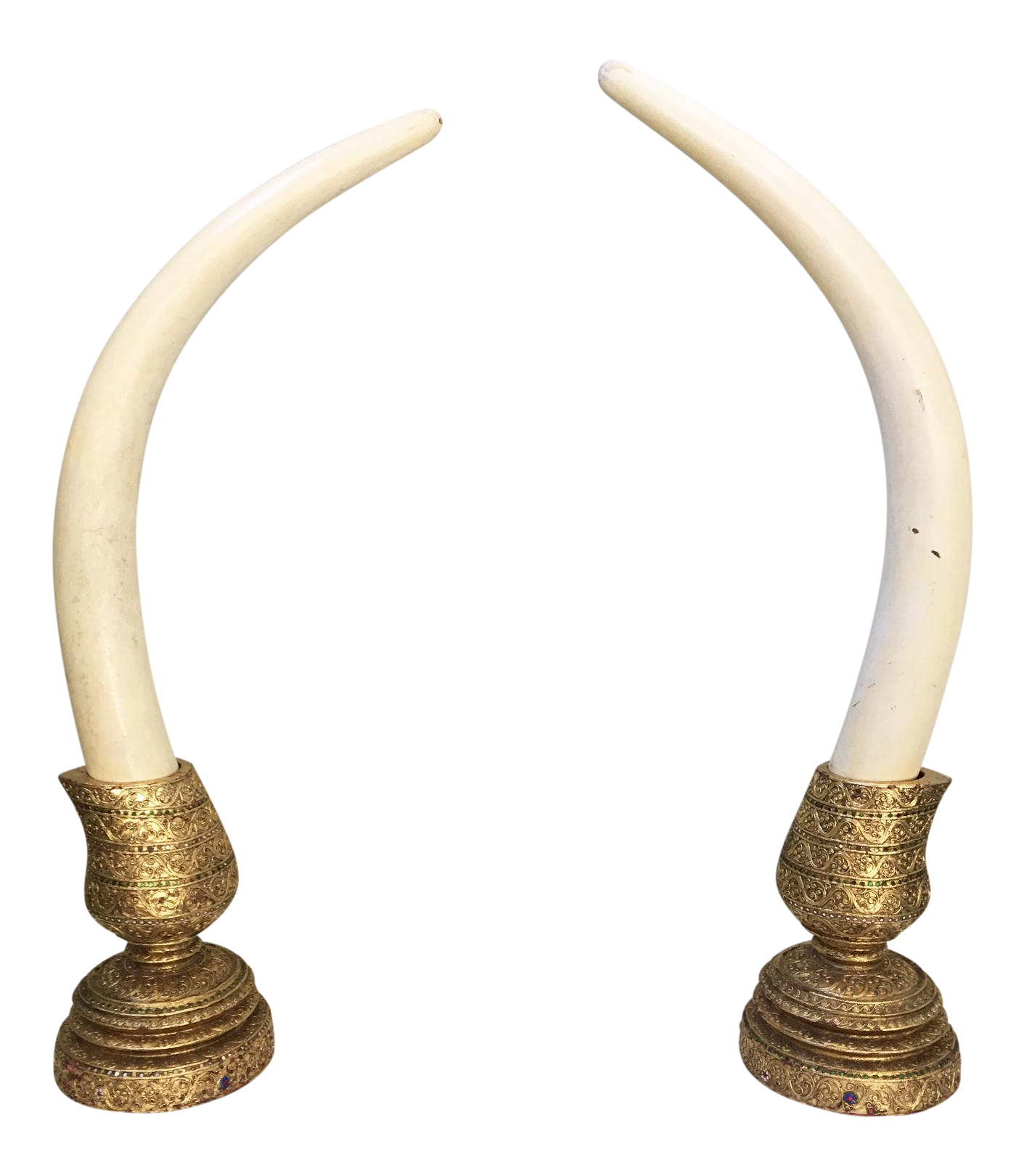 Pair of Monumental Decorative Faux Elephant Tusks