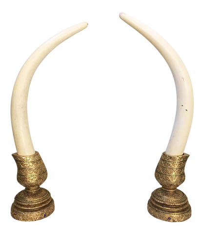 Pair of Monumental Decorative Faux Elephant Tusks
