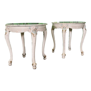 Neoclassic Marble Top End Tables, a Pair