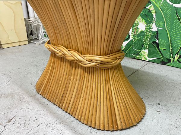 Oval Sheaf of Wheat Dining Table in the Manner of McGuire side view