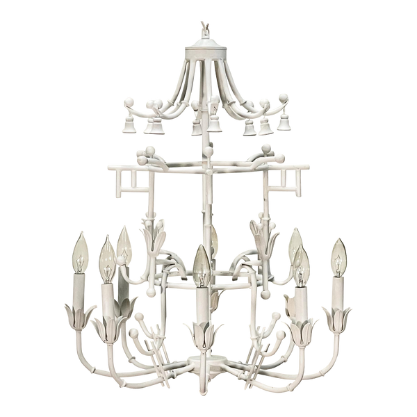 Pagoda Form Faux Bamboo 8 Arm Chandelier