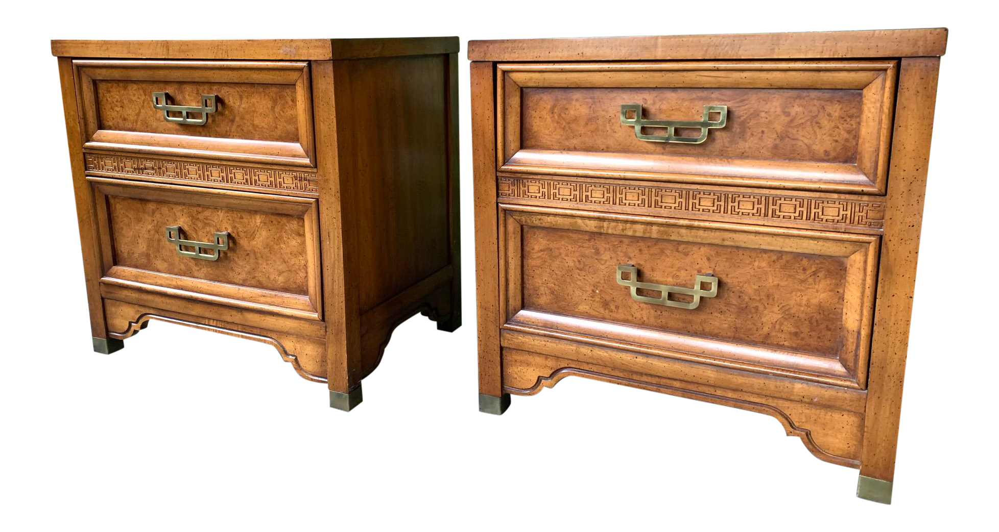 Pair of Burl Nightstands by Henry Link From the Mandarin Collection