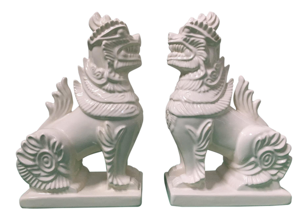 Pair of Ceramic Chinese Foo Dogs Bookends